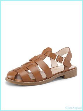 Womens Fisherman Braided Flat Sandals PU Woven Ankle Strap Walking Shoes